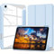 VAGHVEO Custodia per iPad A17 Pro Modello 2024 Mini 7ª Generazione/iPad Mini 6 Modello 2021 8,3 Pollici con Portapenne, Cover in Pelle PU Leggera, Case Protettiva Antiurto Retro Trasparente, Azzurro