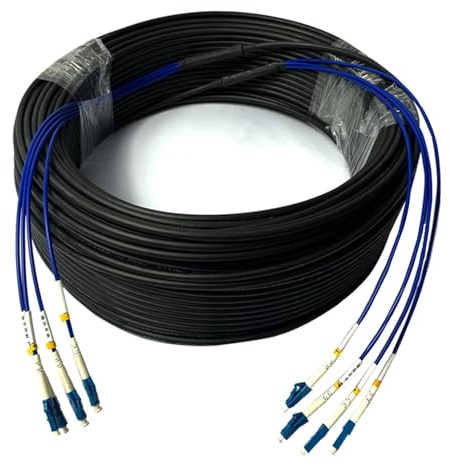 GHZHANG Cavo Ottico Armato LC da 200 Metri, monomodale, 2C, 4 Core, 6 Core, 8 Core, 12 Core, Cavo in Fibra Ottica for Esterni, Rigido e Non Morbido(12-Core 12LC-12LC)