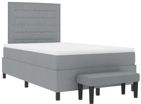 vidaXL Boxspringbett mit Matratze Hellgrau 120 x 190 cm Stoff, Schlafzimmer Komfortstück, modernes rechteckiges Bett, langlebige Schaumstoffmatratze, stilvolles Highlight zum Entspannen