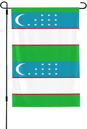 Flagge der Republik Usbekistan Veranda-Flagge, doppelseitig, 71 x 102 cm, langlebiges Gartenbanner für Garten, Rasen, saisonale Dekoration