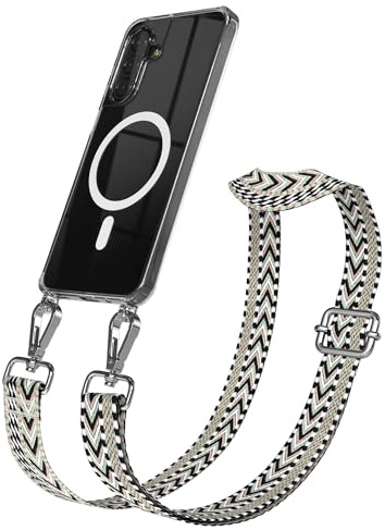 EAZY CASE Handykette - Verstellbares Taschenband kompatibel mit Galaxy A17, Schulterriemen, Handykordel mit Silikon Hülle, Qi Charging kompatibel, Umhängetasche, Grün Schwarz Silber