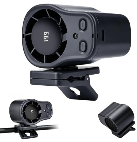 Car Clip on Air Conditioner Fan, Rechargeable Car Fans That Blow Cold Air with LED Display, 16℃ Semi-Cooling 199 Speeds 360° Rotation, Portable Clip-on Fan for Auto Office Desk