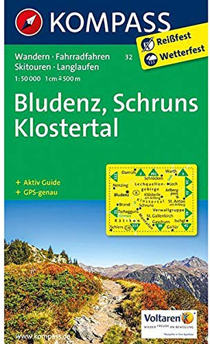 KOMPASS Wanderkarte Bludenz - Schruns - Klostertal: Wanderkarte mit Aktiv Guide, Radwegen, alpinen Skirouten und Loipen. GPS-genau. 1:50000