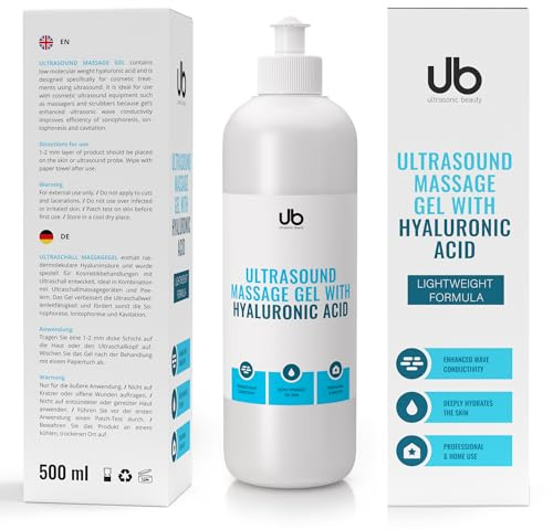 UB Ultrasound Gel with Hyaluronic Acid - Conductive Gel for Face & Body - Ideal for Microcurrent Devices & Ultrasound Machine Treatments - Ensures Optimal Electrode Connection - Luxurious Skincare