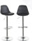 KAYELLES Lot de 2 tabourets de Bar Design Coussin Simili Cuir rembourré, Repose Pieds, réglable en Hauteur et pivotant 360° Pied Chrome SIG (Noir)