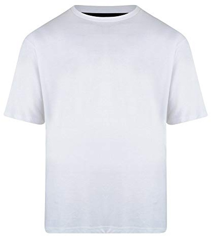 KAM Pure Cotton/Cotton Rich Plain Tee Shirt in White in 6XL