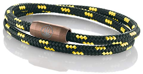 Maritimes Seemannsgarn Segeltau Armband Usedom schwarz-gelb 4mm, Leutnant (braun), M - Gelenkumfang von 15 cm bis 16,5 cm
