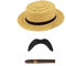 Mega_Jumble® Adults Mexican El Tequila Bandito Jumbo Puff Cuban Cigar FAKE Boater Hat & Mexican Tash Fancy Dress Costume Accessories