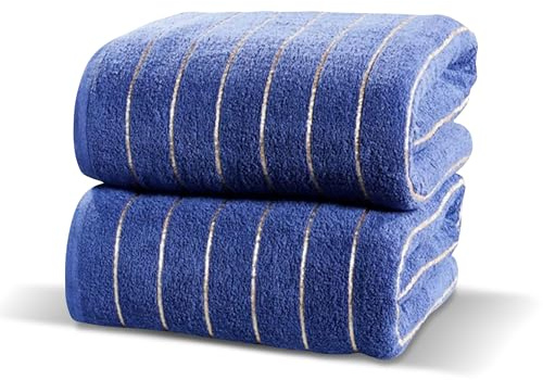 Rapport Sandringham Two Piece Navy/Gold Striped Towel Bale 100% Cotton, Blue, 2