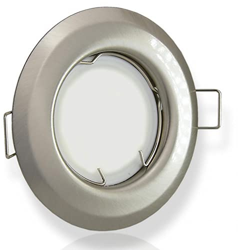 LED Einbaustrahler silber rund 5 Watt neutralweiß 12V - MR16 Einbauleuchten Ø 55-60mm Bohrloch - Einbau-Spot Decken-Strahler Deckeneinbaustrahler Deckenspot Deckeneinbauleuchte