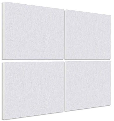 platino24 Schallabsorber COLORE aus Basotec G+ I Akustikpaneele mit Akustikfilz I 4 Wand-Paneele in Weiß I Akustikplatten zur Schalldämmung in Büro, Studio & Wohnung
