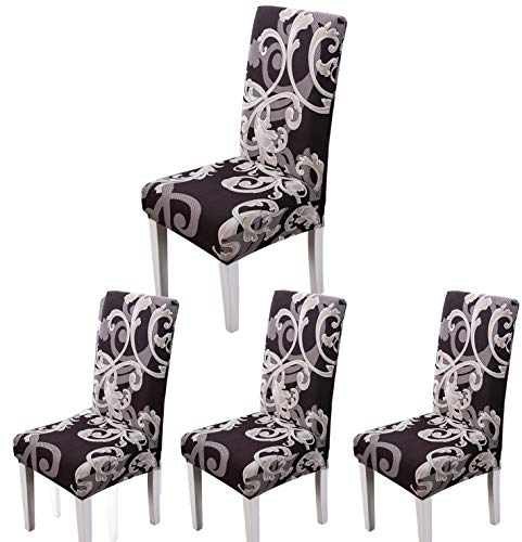 ARNTY Stuhlhussen 4er 6er Set,Stretch Stuhl Bezug Esszimmer,Universal Moderne Elastische Hussen für Stühle für Esszimmer Party Hotel Restaurant Deko (Blumenmuster, 4 Stück)