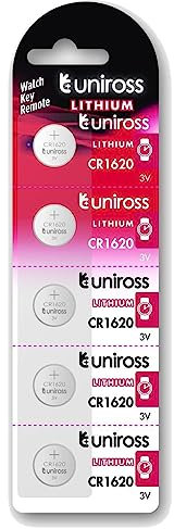 Uniross Pack de 5 Piles Lithium CR1620, 3V