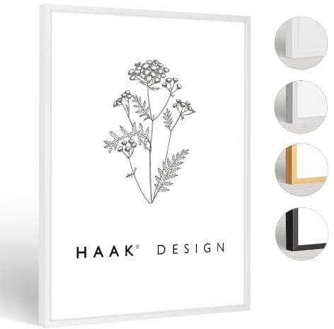 Haak HaakDesign schmaler Bilderrahmen Alena Aluminium Alubilderrahmen 70 x 100 cm Weiß Fotorahmen, Geschenkidee