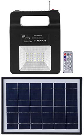 Generador Solar Estación de Energía Portátil Generador de Batería Portátil con Altavoz FM Cargador USB Bombilla de Panel Solar para Acampar Al Aire Libre Viajes Emergencia