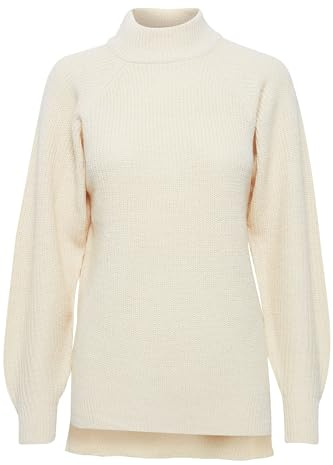 ICHI IHMARAT T Label Damen Strickpullover Rippstrickpullover mit Stehkragen Slim-Fit