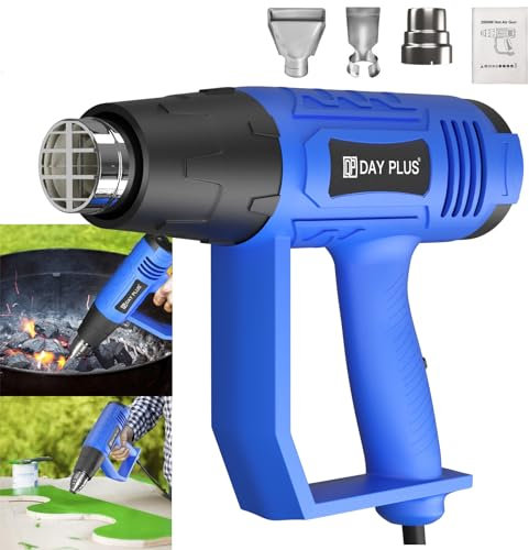 Electric Heat Gun Kit, 2000W Professional Hot Air Gun Tool with 3 Nozzles, Corded Hot Air Gun Blowers 300℃/600℃ Temperature Control with 2 Air Flow Modes Heater for Wallpaper Stripping Shrinking PVC