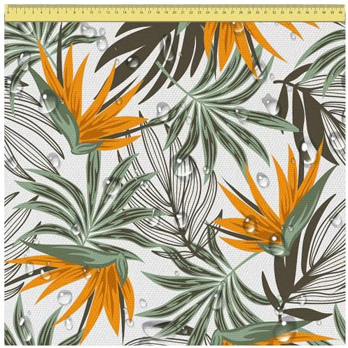 DreamRoots Segeltuch Wasserdicht - Polsterstoff Meterware 160 cm breit - Wasserabweisender Stoff 220 g/m2 600D - Markisenstoff Wasserdicht Meterware Orange Strelizia Laufmeter