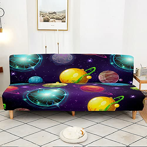 Surwin Housse de Clic Clac élastique Canapé 2/3 Places, 3D Housse de Canapé sans Accoudoir Couverture de Canapé-lit Universel Tout Couvert Canapé Pliant Protecteur (Violet foncé,M:160-190cm)