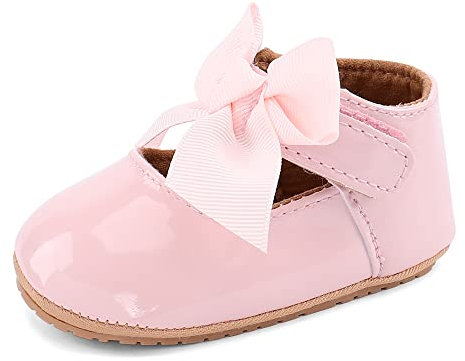 LACOFIA Scarpe da Primi Passi Bimba Ballerine Neonata Scarpe Eleganti Neonata Antiscivolo Bowknot Rosa 3-6 Mesi