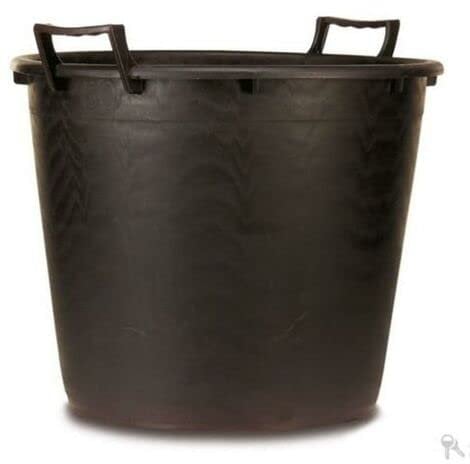 Vaso Mastello per Piante da Giardino, Orto, Vivaio, Tinozza con o senza Manici e fori - Mastellone Nero - Dimensioni : 55/50X48H NERO LT 75
