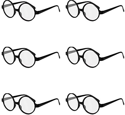 Runde Brille Zubehör 6 Stück Runde Brille mit schwarzem Rahmen Unisex Kostüm Zubehör