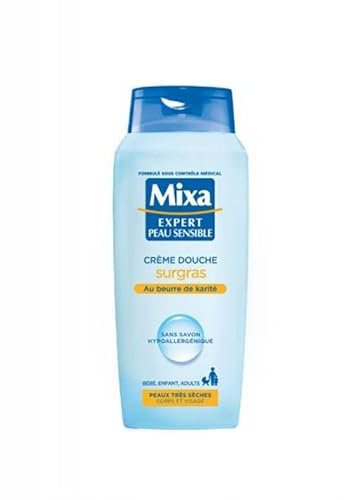 Mixa Expert Peau Sensible Souche Surgras 400Ml - Gel Douche Hydratant Sans Savon Pour Une Hygiène Corporelle Douce Et Respectueuse De La Peau - Formule Surgras Pour Peaux Sensibles. - Le Lot De 4