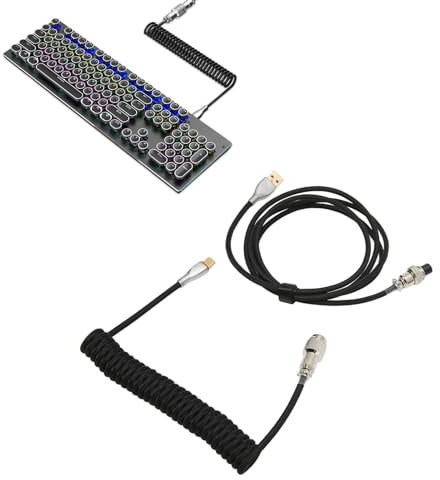 Mechanical Keyboard Cable, Coiled Keyboard Cable, Coiled Type-C To USB Cable Mechanical Keyboard Cable Coiled USB C Cable Detachable Gaming Keyboard Cable for Keyboard Cable(Black)