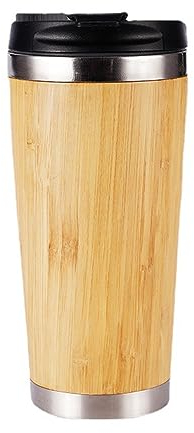 Tasse Isotherme Bambou – Tasse Thermos Voyage en Inox avec Couvercle Bambou, Mug Isotherme pour Café et Thé, Tasse Isotherme pour Homme et Femme, Mug Thermos Café pour Toutes les Occasions