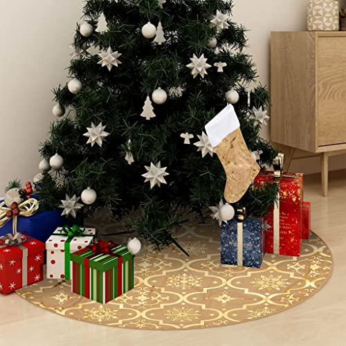 Abdeckung Fuß Weihnachtsbaum, Abdeckungen Fuß Weihnachtsbaum Weihnachtsbaum Rock Luxus und Strumpf Stoff Gelb 48 Zoll Weihnachtsbaum Decke für Neujahr Party