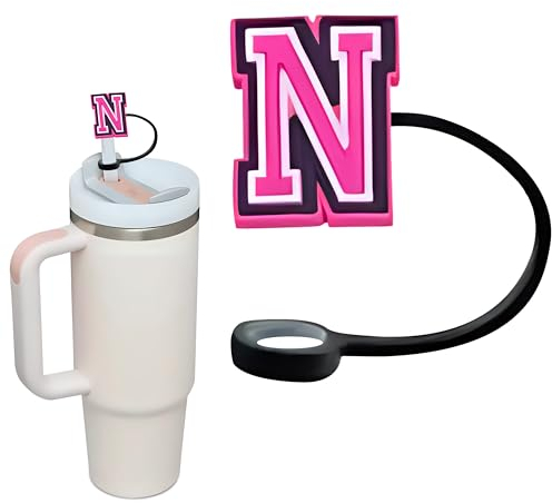 Silikon-Trinkhalm-Abdeckung mit Buchstaben-Initiale für Stanley-Becher (passend für 850 ml und 1,134 ml), personalisierter Namens-ID-Identifikations-Charm-Zubehör, passend für 10 mm