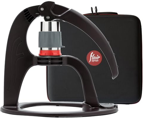 Flair Neo Flex con funda de transporte: cafetera espresso manual de palanca directa actualizada para principiantes y viajes, medidor de presión para preparación de 9 bares incluido