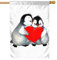 Moslion Pinguin-Gartenflagge, 71,1 x 101,6 cm, Valentinstag, Liebe, niedliche Tierpinguine mit rotem Herz, Haus, Rasen, Flagge, doppelseitig, Banner für Zuhause, Outdoor-Dekoration