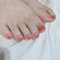 24pcs Coral Pink Ombre Glitter Gold Stick-on Toenails - Press-on Removable Glue-on Full Cover Fake Toe Nails for Women Brides - Toe Nail Art Accessories