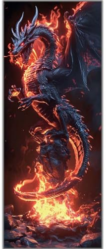 Diamond Painting Feuer Drache Diamond Painting Erwachsene 5D Diamant Painting Bilder Erwachsene Kinder, DIY Diamond Painting Set Strass Stickerei Malerei für Home Wand Dekor Geschenke 210x70cm -595BD
