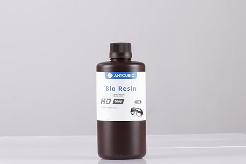 ANYCUBIC Bio Resin, 3D Drucker Resin mit Geringer Reizung, Minimalem Geruch, Hautkontakt, Ausgezeichneter Zähigkeit und Belastbarkeit, Geeignet für LCD/DLP/SLA 3D-Drucker, HD-Grau, 1000g