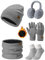 UMIPUBO Mütze Schal Handschuhe Damen Winter Set Wintermütze Fleece Gefütterte Beanie Loop Schlauchschal Wärmer Touchscreen Plüsch Ohrenwärmer Verdickte Ohrenschützer Socken-5 Stück Set，Grau