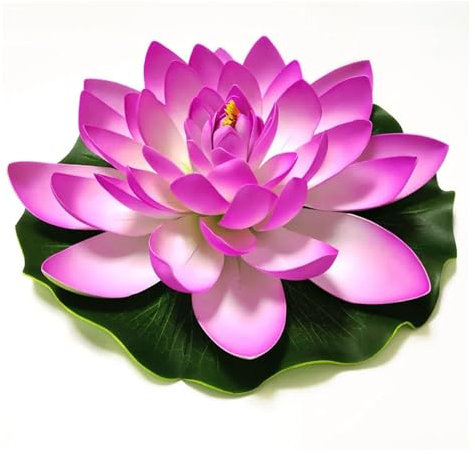 Water Lily Piscine Fleur Artificielle de Lotus Flottante 10/17/28/40/60cm, Fausse Plante de Lotus, nénuphar réaliste, Micro Paysage for décor de Jardin d'étang(60cm Purple)