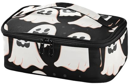 Amooorous Lonchera para niños, fantasmas de Halloween, lonchera para hombres y niñas, mini lonchera para playa