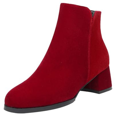 Generico Stivali Corti Donna Eleganti, Stivaletti Donna Autunno Morbidi con Tacco, Stivaletti Vintage Tronchetti con Tacco Alla Comoda Stivali Elasticizzati Donna Curvy Casual Neri Stivali Donna