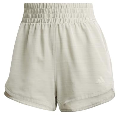 adidas Women's Pacer Training 3-Stripes Woven High-Rise Shorts, Wonder Alumina Mel/Wonder Alumina, S 5 inch