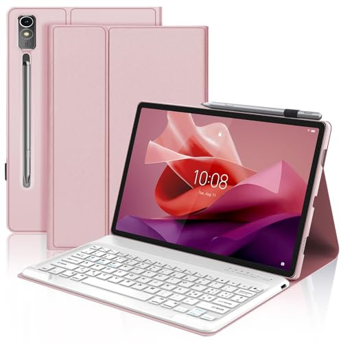 SENGBIRCH Cover con Tastiera per Lenovo Tab P12 12,7, Custodia per Lenovo Tab P12 con Tastiera, Italiana Tastiera per Lenovo Tablet, Slim Cover, Tastiera Bluetooth Wireless, Leggero e Portatile, Rosa