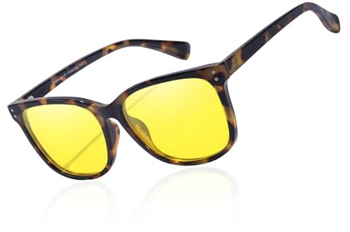 TJUTR Nachtfahrt Brille für Frauen Polarisiert Nachtbrille zum Autofahren Gelb