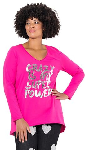 Angel of Style Damen große Größen Übergrößen Plus Size T-Shirt, A-Linie, Metallic-Print, Langarm neon Berry 46 835635586-46