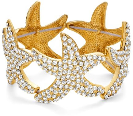 LILIE&WHITE Armband für Frauen Seestern Armreif mit Kristallen für Damen – Luxuriöser Goldener Armreif im Maritimen Design, Funkelnder Schmuck für Besondere Anlässe