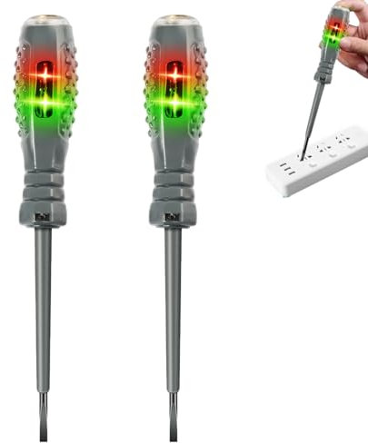 2-Pack Electrical Tester Pens, 2-in-1 Voltage Tester Screwdrivers with High Torque Magnetic Heads, Portable Electricity Circuit Detector Screwdriver Set (Flathead)