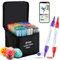 100 Colours Numbered Acrylic Paint Pens with Free App, Dual Tip Acrylic Paint Markers with Brush Tip and Fine Tip for Adults, Kids, Eggs, Wood, Rock, Canvas, Plastic, Stone, Glass, Ceramic