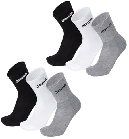 Joma Herren-Frotteesocken, Tennis Padel Socken für Herren, Fußball und Basketball, Crew Socks Höhe Mitte der Wade, kurze Sportsocken aus Baumwolle, 6 Paar
