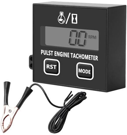 BORDEAG Tachymètre Numérique Inductif, Tachymètre Inductif Petit Tachomètre Moteur Étanche Avec Compteur D'heures Batterie Remplaçable Pour Moto Tondeuse À Gazon
