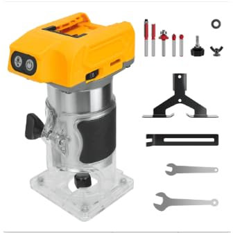 Cordless Router Trimmer for Dewalt 20V Battery,800W Brushless Trimmer Router with 5 Speeds,30000 RPM,5 PCS 1/4 Shank Palm Router Suitable for Woodworking, Slotting (NO Battery)